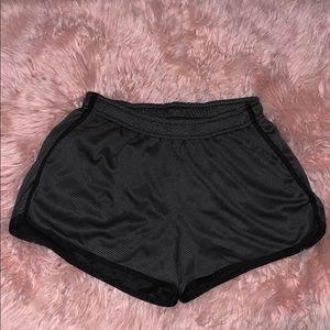 Gray and black workout shorts